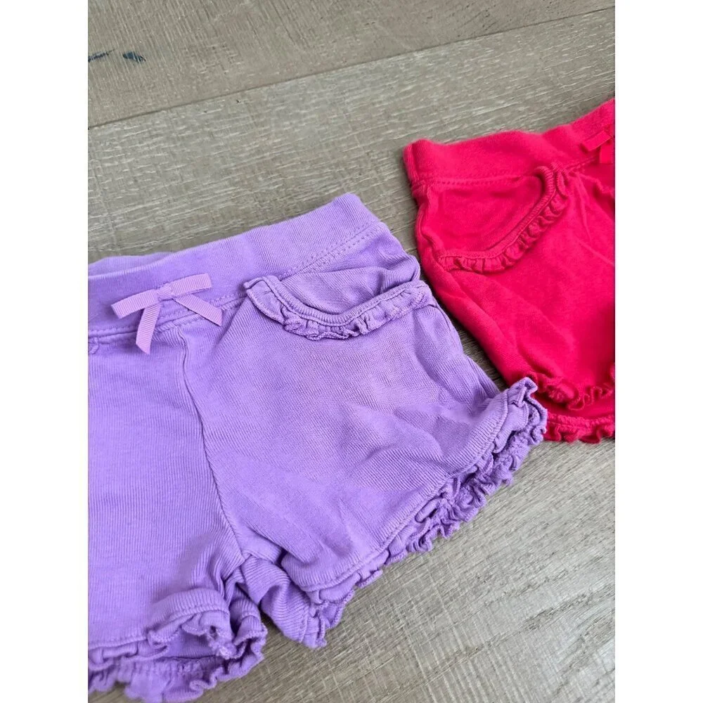 Gymboree Toddler Girl Ruffle Shorts Set Purple & Pink 18-24 Months 100% Cotton